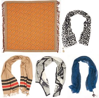 5 Burberry Throw & Scarves, incl. Monogram, Icon Stripe, Henry Moore