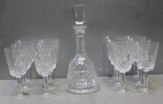 Lot of 12 Waterford Glasses & a Decanter.