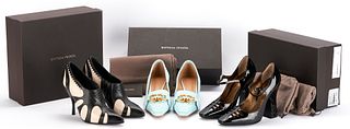 3 Pairs of Bottega Veneta Shoes, incl. Lizard Madame Pumps, Round Toe Heels, Two-Tone Booties