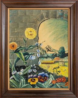 I. Auerbach, Floral View, Acrylic on Board