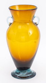 Italian Murano Amber Art Glass Vase
