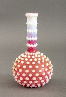 Hobbs Brockunier Cranberry and Opaline Glass Vase