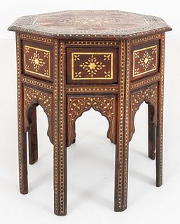 Syrian or Indian Bone Inlaid Rosewood Table