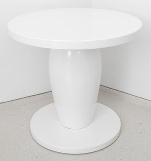Modern White Lacquered Circular Side Table