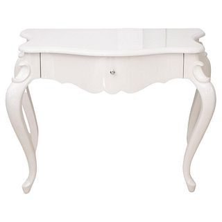 Hollywood Regency White Lacquer Vanity Table Desk