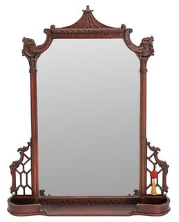 Chinoiserie Style Mahogany Mirror