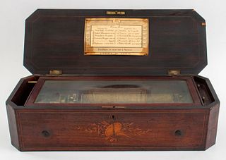 Antique Swiss Cylinder Music Box, 19th C