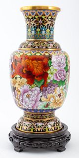 Chinese Cloisonne Vase on Stand