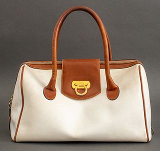 Salvatore Ferragamo Vintage Brown & White Handbag