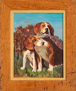 Jaret Olszenski Two Beagles Oil Painting