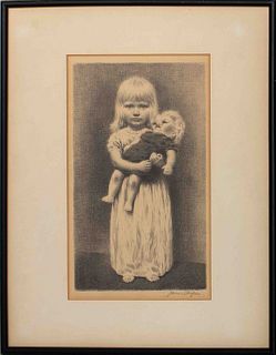 James Orsbee Chapin "Girl and Doll" Lithograph