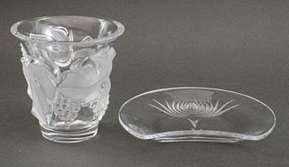Lalique Crystal "Saumur" Vase & "Balmoral" Plate