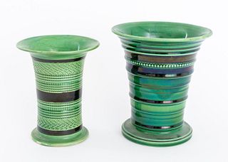 English Green Glazed Creamware Vases, 2