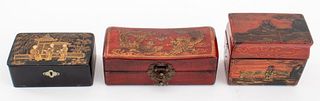 Chinese Lacquer Boxes, Group of Three
