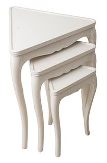White Lacquered Triangular Nesting Tables, 3