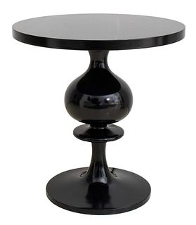 Modern Black Lacquered Wood Accent Table