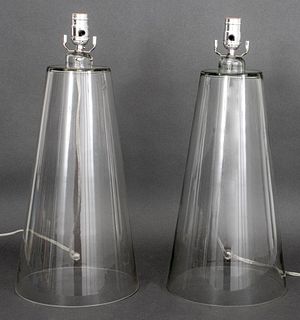 Mid-Century Modern Style Smoked Glass Table Lamps