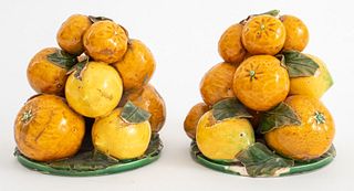 Portuguese Glazed Ceramic Citrus Arrangements, 2