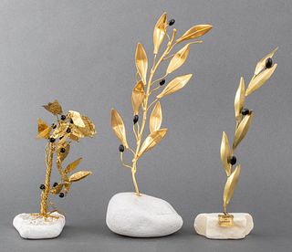 Grecian Gold-Tone Olive Branch Sculptures, 3