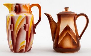 German Art Deco Porcelain Tea & Chocolate Pots, 2