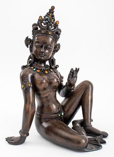 Bronzed Gem-Set Figure of the Goddess Uma
