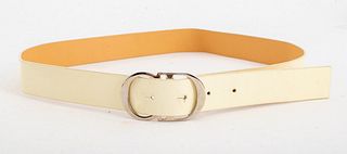 Christian Dior Monogram Cream Patent Leather Belt