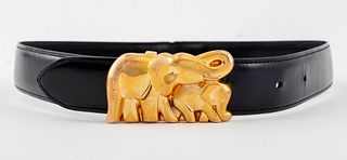 Cartier Elephant Black Leather Belt