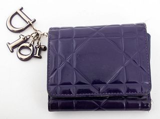 Christian Dior "Lady Dior" Purple Leather Wallet
