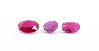3.30 Cttw. Lot of (3) Round & Oval Cut Ruby