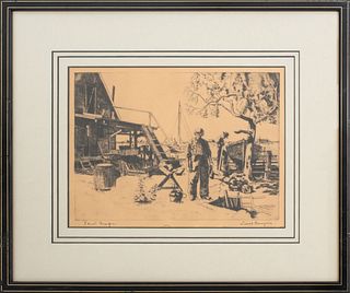 Lionel Barrymore "Boat Builders near harbor" Print