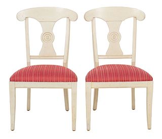 Gustavian Style Cream-Decorated Side Chairs