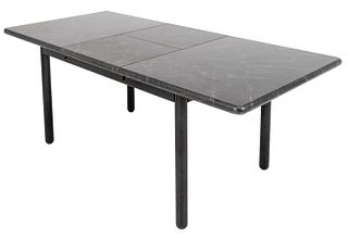 Post-Modern Black Faux-Marble Wood Dining Table