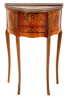 Louis XV Style Demilune Marquetry Nightstand