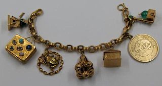 JEWELRY. Italian 18kt Gold Charm Bracelet.
