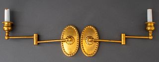 Neoclassical Gilt Bronze Swing Arm Lamps, Pair