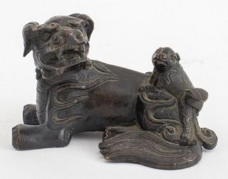 Chinese Patinated Brass Foo Lion
