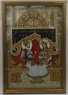 Jewelled Indian Miniature Painting.