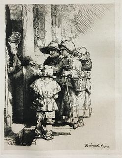 Rembrandt van Rijn - Beggars Receiving Alms at the Door