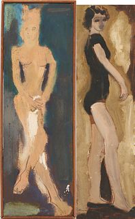 2 Sterling Strauser O/B Figure Paintings, incl. Dancer & Nude