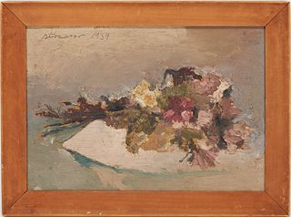 Small Sterling Strauser O/B Still Life, Flowers in Late Autumn,1939
