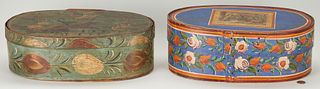 2 Folk Art Paint Decorated Wedding or Bride's Boxes