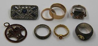 JEWELRY. Assorted Grouping of Gold and Silver.