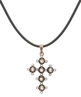 Gold & Diamond Cross Pendant w/ Milor Necklace