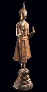 17th C. Thai Ratanikosin Bronze Gilt Bronze Buddha