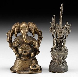 Burmese Bronze Jambupati Buddha & Indian Brass Ganesha