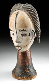 20th C. African Igbo Polychrome Wood Head Crest