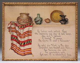 Alice MacHarg Ferril Hand-Illustrated Native Amercian Poem 1907