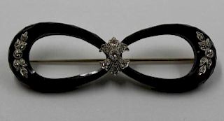 JEWERLY. Art Deco Style Black Onyx, Diamond,