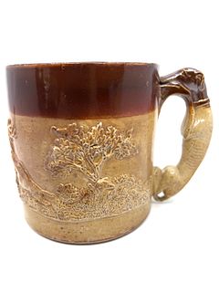 Old Salt Glaze pottery Mug with dog handle
