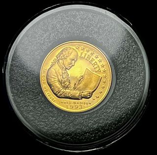 Last Minute! 1993-W James Madison Bill Of Rights $5 Gold Commemorative .482 oz AGW